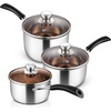image:imageEfar 3 Quart Saucepan with Lid Stainless Steel Sauce Pan with HeatProof Handles Small Pot for Home Kitchen Restaurant Cooking Dishwasher SafeStainless Steel