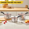 image:imageEfar 3 Quart Saucepan with Lid Stainless Steel Sauce Pan with HeatProof Handles Small Pot for Home Kitchen Restaurant Cooking Dishwasher SafeStainless Steel