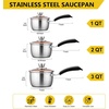 image:imageEfar 3 Quart Saucepan with Lid Stainless Steel Sauce Pan with HeatProof Handles Small Pot for Home Kitchen Restaurant Cooking Dishwasher SafeStainless Steel