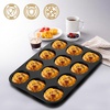 image:imageEfar 12Cavity Muffin Top Pan 3 Inch Nonstick Shallow Cupcake Pan for Yorkshire Pudding Eggs Whoopie Pie Cornbread Easy Release amp Clean Standard Size 2 PackNonstick