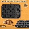 image:imageEfar 12Cavity Muffin Top Pan 3 Inch Nonstick Shallow Cupcake Pan for Yorkshire Pudding Eggs Whoopie Pie Cornbread Easy Release amp Clean Standard Size 2 PackNonstick