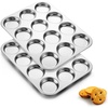 image:imageEfar 12Cavity Muffin Top Pan 3 Inch Nonstick Shallow Cupcake Pan for Yorkshire Pudding Eggs Whoopie Pie Cornbread Easy Release amp Clean Standard Size 2 PackStainless Steel