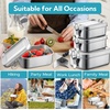 image:imageEfar 2 Pieces Stainless Steel Bento Box Large 2400ml Metal Lunch Box 81oz LeakProof Lunch Food Container with Lids and Divider Reusable Meal Storage for Camping Picnic Travel Work1