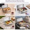 image:imageEfar Stainless Steel Lunch Box for Kids 28oz850ml Leakproof Bento Box with 3 Compartments amp Dressing Container Removable Dividers amp Lockable Clips for LunchSnackTravel Dishwasher SafeBluePurple