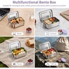 image:imageEfar Stainless Steel Lunch Box for Kids 28oz850ml Leakproof Bento Box with 3 Compartments amp Dressing Container Removable Dividers amp Lockable Clips for LunchSnackTravel Dishwasher SafeBluePurple