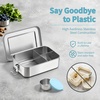 image:imageEfar Stainless Steel Lunch Box for Kids 28oz850ml Leakproof Bento Box with 3 Compartments amp Dressing Container Removable Dividers amp Lockable Clips for LunchSnackTravel Dishwasher SafeBlueBlue