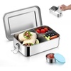 image:imageEfar Stainless Steel Lunch Box for Kids 28oz850ml Leakproof Bento Box with 3 Compartments amp Dressing Container Removable Dividers amp Lockable Clips for LunchSnackTravel Dishwasher SafeBlueBlue