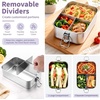 image:imageEfar Stainless Steel Lunch Box for Kids 28oz850ml Leakproof Bento Box with 3 Compartments amp Dressing Container Removable Dividers amp Lockable Clips for LunchSnackTravel Dishwasher SafeBluePurple