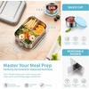 image:imageEfar Stainless Steel Lunch Box for Kids 28oz850ml Leakproof Bento Box with 3 Compartments amp Dressing Container Removable Dividers amp Lockable Clips for LunchSnackTravel Dishwasher SafeBlueBlue