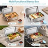 image:imageEfar Stainless Steel Lunch Box for Kids 28oz850ml Leakproof Bento Box with 3 Compartments amp Dressing Container Removable Dividers amp Lockable Clips for LunchSnackTravel Dishwasher SafeBlueBlue