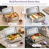 image:imageEfar Stainless Steel Lunch Box for Kids 28oz850ml Leakproof Bento Box with 3 Compartments amp Dressing Container Removable Dividers amp Lockable Clips for LunchSnackTravel Dishwasher SafeBluePurple