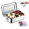 image:imageEfar Stainless Steel Lunch Box for Kids 28oz850ml Leakproof Bento Box with 3 Compartments amp Dressing Container Removable Dividers amp Lockable Clips for LunchSnackTravel Dishwasher SafeBluePurple