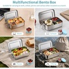 image:imageEfar Stainless Steel Lunch Box for Kids 28oz850ml Leakproof Bento Box with 3 Compartments amp Dressing Container Removable Dividers amp Lockable Clips for LunchSnackTravel Dishwasher SafeBlueBlue