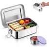 image:imageEfar Stainless Steel Lunch Box for Kids 28oz850ml Leakproof Bento Box with 3 Compartments amp Dressing Container Removable Dividers amp Lockable Clips for LunchSnackTravel Dishwasher SafeBluePurple