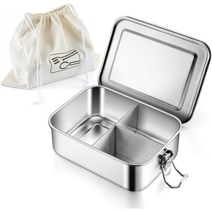 image:imageEfar 2 Pieces Stainless Steel Bento Box Large 2400ml Metal Lunch Box 81oz LeakProof Lunch Food Container with Lids and Divider Reusable Meal Storage for Camping Picnic Travel Work1