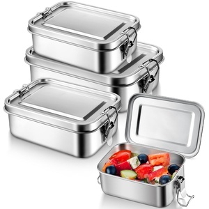 image:imageEfar 4 Pieces Stainless Steel Bento Box 55085014002400ml Metal Lunch Box Kids amp Adults LeakProof Lunch Food Container with Lids and Divider Reusable Meal Storage for Camping Picnic Travel Work