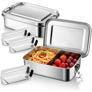 image:imageEfar Stainless Steel Bento Box 2 Pieces 81oz2400ml Metal Lunch Box for Kids amp Adults LeakProof Lunch Container with Lids and 2 Removable Dividers Reusable Meal Storage for Camping Travel Work