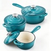 image:imageEfar 1Qt amp 2Qt amp 3Qt Sauce Pan Set with Selfbasting Lids GreenPeacock Green