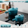 image:imageEfar 1Qt amp 2Qt Enameled Cast Iron Sauce Pan Set with Selfbasting Lids  Small Heavy Duty Dutch Oven Pot for All Kitchen Stove InductionReady amp Easy Clean PinkPeacock Green