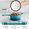 image:imageEfar 1Qt amp 2Qt Enameled Cast Iron Sauce Pan Set with Selfbasting Lids  Small Heavy Duty Dutch Oven Pot for All Kitchen Stove InductionReady amp Easy Clean PinkPeacock Green