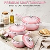 image:imageEfar 1Qt amp 2Qt Enameled Cast Iron Sauce Pan Set with Selfbasting Lids  Small Heavy Duty Dutch Oven Pot for All Kitchen Stove InductionReady amp Easy Clean PinkPink