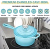 image:imageEfar 1Qt amp 2Qt Enameled Cast Iron Sauce Pan Set with Selfbasting Lids  Small Heavy Duty Dutch Oven Pot for All Kitchen Stove InductionReady amp Easy Clean PinkLight Blue