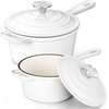 image:imageEfar 1Qt amp 2Qt Enameled Cast Iron Sauce Pan Set with Selfbasting Lids  Small Heavy Duty Dutch Oven Pot for All Kitchen Stove InductionReady amp Easy Clean PinkWhite