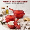 image:imageEfar 1Qt amp 2Qt Enameled Cast Iron Sauce Pan Set with Selfbasting Lids  Small Heavy Duty Dutch Oven Pot for All Kitchen Stove InductionReady amp Easy Clean PinkRed