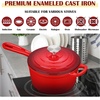 image:imageEfar 1Qt amp 2Qt Enameled Cast Iron Sauce Pan Set with Selfbasting Lids  Small Heavy Duty Dutch Oven Pot for All Kitchen Stove InductionReady amp Easy Clean PinkRed