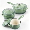 image:imageEfar 1Qt amp 2Qt Enameled Cast Iron Sauce Pan Set with Selfbasting Lids  Small Heavy Duty Dutch Oven Pot for All Kitchen Stove InductionReady amp Easy Clean PinkPistachio Green