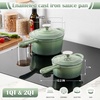 image:imageEfar 1Qt amp 2Qt Enameled Cast Iron Sauce Pan Set with Selfbasting Lids  Small Heavy Duty Dutch Oven Pot for All Kitchen Stove InductionReady amp Easy Clean PinkPistachio Green