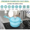 image:imageEfar 1Qt amp 2Qt Enameled Cast Iron Sauce Pan Set with Selfbasting Lids  Small Heavy Duty Dutch Oven Pot for All Kitchen Stove InductionReady amp Easy Clean PinkLight Blue
