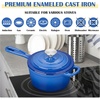 image:imageEfar 1Qt amp 2Qt Enameled Cast Iron Sauce Pan Set with Selfbasting Lids  Small Heavy Duty Dutch Oven Pot for All Kitchen Stove InductionReady amp Easy Clean PinkDeep Blue