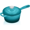 image:imageEfar 1Qt amp 2Qt Enameled Cast Iron Sauce Pan Set with Selfbasting Lids  Small Heavy Duty Dutch Oven Pot for All Kitchen Stove InductionReady amp Easy Clean PinkPeacock Green