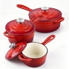 image:imageEfar 1Qt amp 2Qt Enameled Cast Iron Sauce Pan Set with Selfbasting Lids  Small Heavy Duty Dutch Oven Pot for All Kitchen Stove InductionReady amp Easy Clean PinkRed