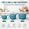 image:imageEfar 1Qt amp 2Qt Enameled Cast Iron Sauce Pan Set with Selfbasting Lids  Small Heavy Duty Dutch Oven Pot for All Kitchen Stove InductionReady amp Easy Clean PinkPeacock Green