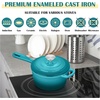image:imageEfar 1Qt amp 2Qt Enameled Cast Iron Sauce Pan Set with Selfbasting Lids  Small Heavy Duty Dutch Oven Pot for All Kitchen Stove InductionReady amp Easy Clean PinkPeacock Green