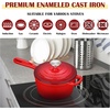image:imageEfar 1Qt amp 2Qt Enameled Cast Iron Sauce Pan Set with Selfbasting Lids  Small Heavy Duty Dutch Oven Pot for All Kitchen Stove InductionReady amp Easy Clean PinkRed