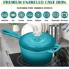 image:imageEfar 1Qt amp 2Qt Enameled Cast Iron Sauce Pan Set with Selfbasting Lids  Small Heavy Duty Dutch Oven Pot for All Kitchen Stove InductionReady amp Easy Clean PinkPeacock Green