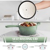 image:imageEfar 1Qt amp 2Qt Enameled Cast Iron Sauce Pan Set with Selfbasting Lids  Small Heavy Duty Dutch Oven Pot for All Kitchen Stove InductionReady amp Easy Clean PinkPistachio Green