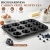 image:imageEfar 12Cup Muffin Pan 2 Pack Nonstick Carbon Steel Cupcake Pan Tin Tray  Metal Bakeware Muffin Baking Tins for Oven Standard Size Ideal for Muffins Cake Tart Brownies Easy Clean amp Nontoxic2