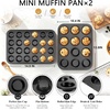 image:imageEfar Muffin Pan Set of 2 Regular 12Cup amp Mini 24Cup Cupcake Pan  Nonstick Carbon Steel Muffin Tins for Easy Release 2 Sizes for Baking Muffins amp Cupcakes WarpFree amp Even Baking Oven SafeCarbon Steel
