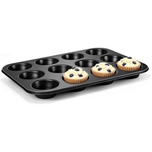 image:imageEfar 12Cup Muffin Pan 2 Pack Nonstick Carbon Steel Cupcake Pan Tin Tray  Metal Bakeware Muffin Baking Tins for Oven Standard Size Ideal for Muffins Cake Tart Brownies Easy Clean amp Nontoxic1