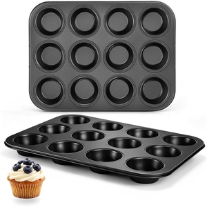 image:imageEfar 12Cup Muffin Pan 2 Pack Nonstick Carbon Steel Cupcake Pan Tin Tray  Metal Bakeware Muffin Baking Tins for Oven Standard Size Ideal for Muffins Cake Tart Brownies Easy Clean amp Nontoxic2