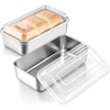 image:imageEfar Loaf Pan with Lids Stainless Steel Bread Pans for Homemade Bread  9 x 5 Inch Rectangle Baking Tins for Sourdough Meatloaf Banana Cake Nontoxic amp Dishwasher Safe  Set of 4Set of 2