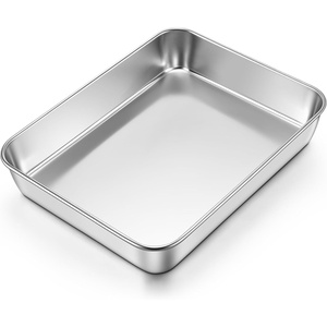 image:imageEfar Lasagna Pans with Lids Stainless Steel Rectangular Cake Baking Pan wCover 12x9x2 Brownie Casserole Oven Tray Sheet Heavy Duty Metal Bakeware AntiRust amp Dishwasher Safe Set of 2102x79