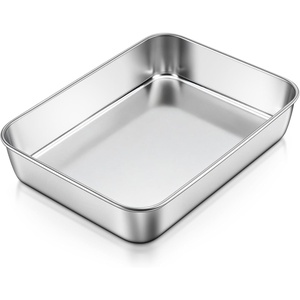 image:imageEfar Lasagna Pans with Lids Stainless Steel Rectangular Cake Baking Pan wCover 12x9x2 Brownie Casserole Oven Tray Sheet Heavy Duty Metal Bakeware AntiRust amp Dishwasher Safe Set of 291x67