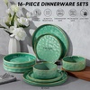 image:imageEfar Stoneware Dinnerware Set 12Piece Plates and Bowls Sets for 4  Modern Dishes for Kitchen Dining Reactive Glazing Ripple Design Chip Resistant Microwave amp Dishwasher Safe Reactive BlueReactive Green