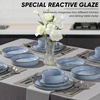 image:imageEfar Stoneware Dinnerware Set 12Piece Plates and Bowls Sets for 4  Modern Dishes for Kitchen Dining Reactive Glazing Ripple Design Chip Resistant Microwave amp Dishwasher Safe Reactive BlueReactive Blue