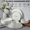 image:imageEfar Stoneware Dinnerware Set 12Piece Plates and Bowls Sets for 4  Modern Dishes for Kitchen Dining Reactive Glazing Ripple Design Chip Resistant Microwave amp Dishwasher Safe Reactive BlueSpeckled White